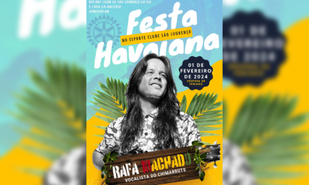 1º/02: ROTARY CLUB E CASA DA AMIZADE PROMOVEM ‘FESTA HAVAIANA’, COM RAFA MACHADO, VOCALISTA DO CHIMARRUTS