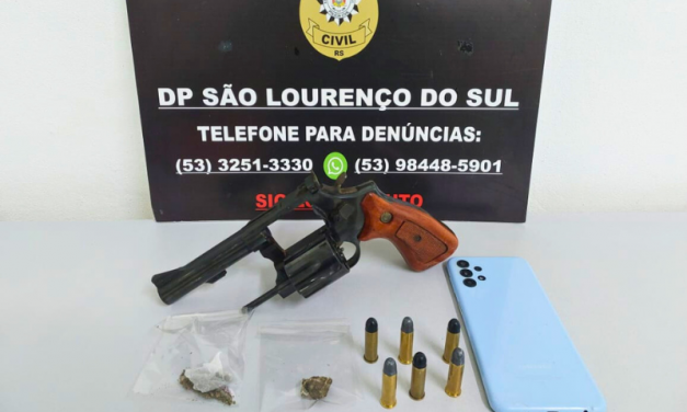 POLÍCIA CIVIL REALIZA PRISÃO POR POSSE DE ARMA DE FOGO E DROGA EM SÃO LOURENÇO DO SUL