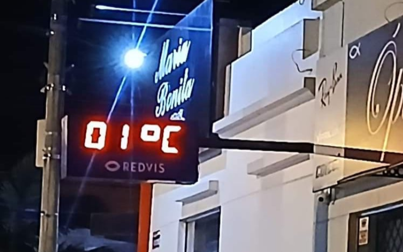 SÃO LOURENÇO DO SUL REGISTROU 1°C AO AMANHECER, EM TERMÔMETRO NO CENTRO DA CIDADE