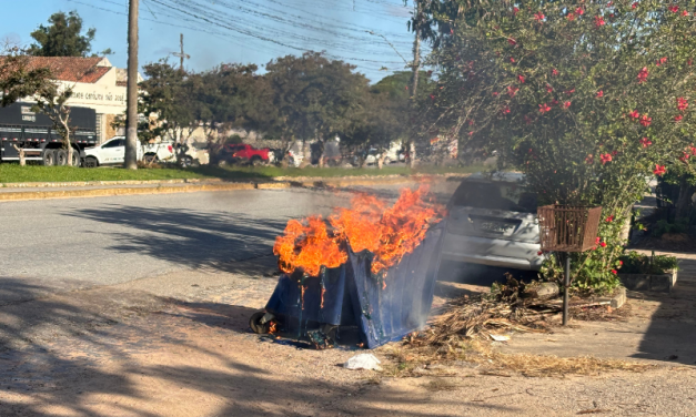 INCÊNDIO CRIMINOSO? CONTAINER PEGA FOGO NA AV. NONÔ CENTENO