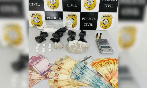 TRAFICANTE É PRESO EM FLAGRANTE COM GRANDE QUANTIDADE DE DROGAS E DINHEIRO
