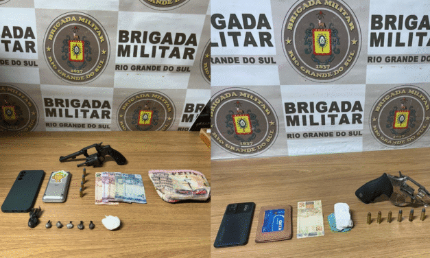 BRIGADA MILITAR PRENDE DOIS HOMENS COM DROGAS E ARMAS EM OPERAÇÕES NOS BAIRROS AVENIDA E BARRINHA